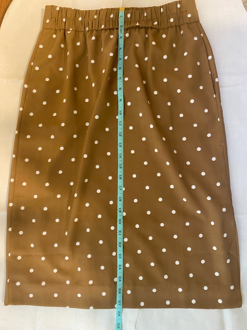 J. Crew Camel Midi Skirt with White Polka Dots - Picture 6 of 7